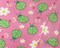 Pink-Green-Multi Polyester Ladybug Floral Printed Polar Fleece Knit Fabric By the Yard